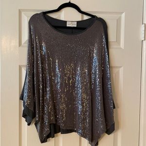 Dressy sequin dolman top - Gray - size medium